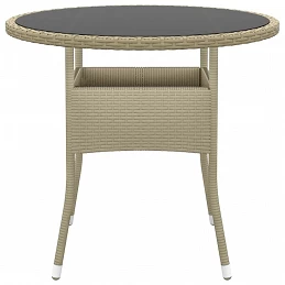 Acquista Tavolo da Giardino Ø80x75cm Vetro Temperato e Polyrattan Beige con riferimento GHV-310607 della ditta GARDENHOME