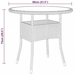 Acquista Tavolo da Giardino Ø80x75cm Vetro Temperato e Polyrattan Beige con riferimento GHV-310607 della ditta GARDENHOME