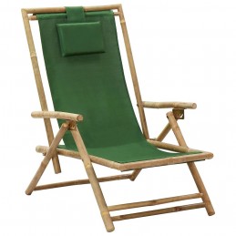 Acquista Sedia Reclinabile Relax Verde in Bambù e Tessuto con riferimento GHV-313027 della ditta GARDENHOME