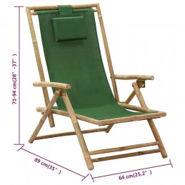 Acquista Sedia Reclinabile Relax Verde in Bambù e Tessuto con riferimento GHV-313027 della ditta GARDENHOME