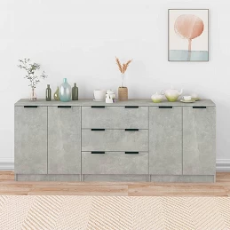 Acquista Credenze 3 pz Grigio Cemento in Legno Multistrato con riferimento GHV-3115783 della ditta GARDENHOME