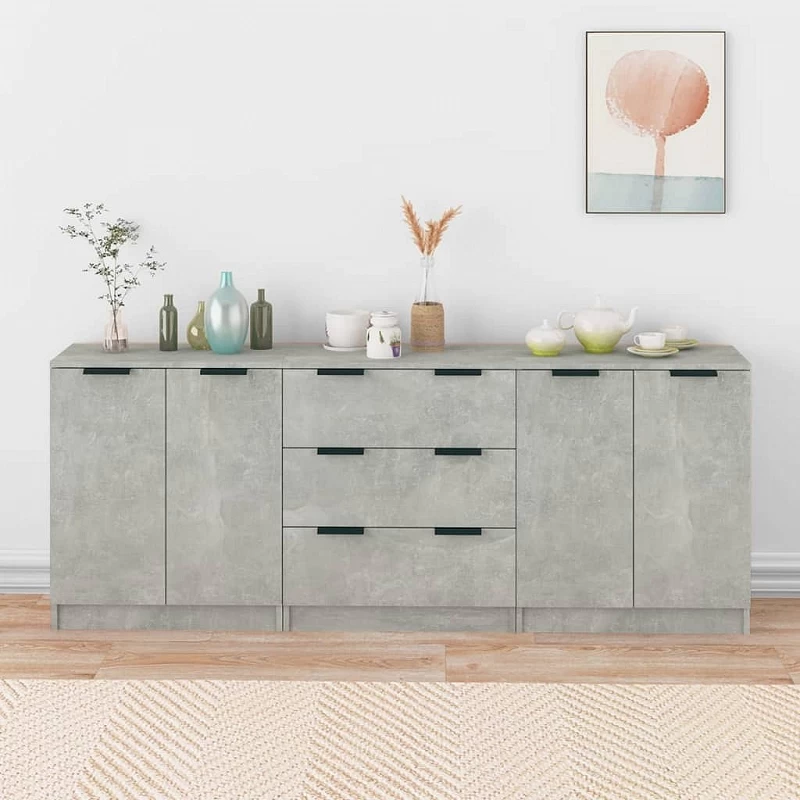 Acquista Credenze 3 pz Grigio Cemento in Legno Multistrato con riferimento GHV-3115783 della ditta GARDENHOME