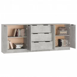 Acquista Credenze 3 pz Grigio Cemento in Legno Multistrato con riferimento GHV-3115783 della ditta GARDENHOME