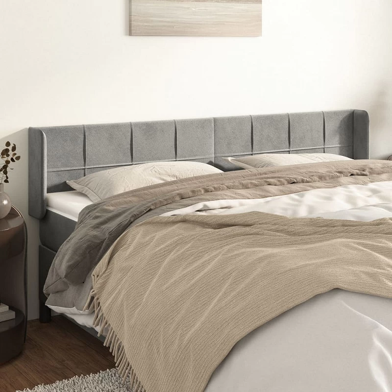 Acquista Testiera ad Orecchio Grigio Chiaro 203x16x78/88 cm in Velluto con riferimento GHV-3118834 della ditta GARDENHOME