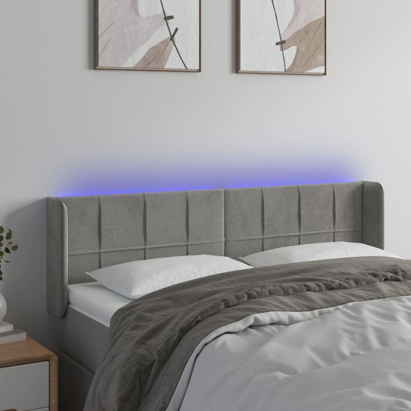 Acquista Testiera Grigio Chiaro a LED 147x16x78/88 cm in Velluto con riferimento GHV-3123284 della ditta GARDENHOME