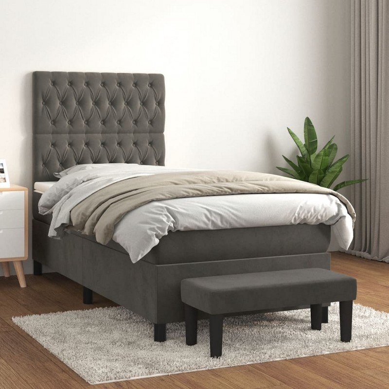 Acquista Giroletto a Molle con Materasso Grigio Scuro 100x200 cm Velluto con riferimento GHV-3138008 della ditta GARDENHOME