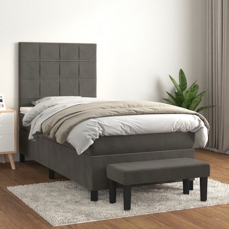Acquista Giroletto a Molle con Materasso Grigio Scuro 100x200 cm Velluto con riferimento GHV-3137828 della ditta GARDENHOME