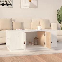 Acquista Tavolino da Salotto Bianco 100x50x41 cm Legno Massello di Pino con riferimento GHV-818256 della ditta GARDENHOME