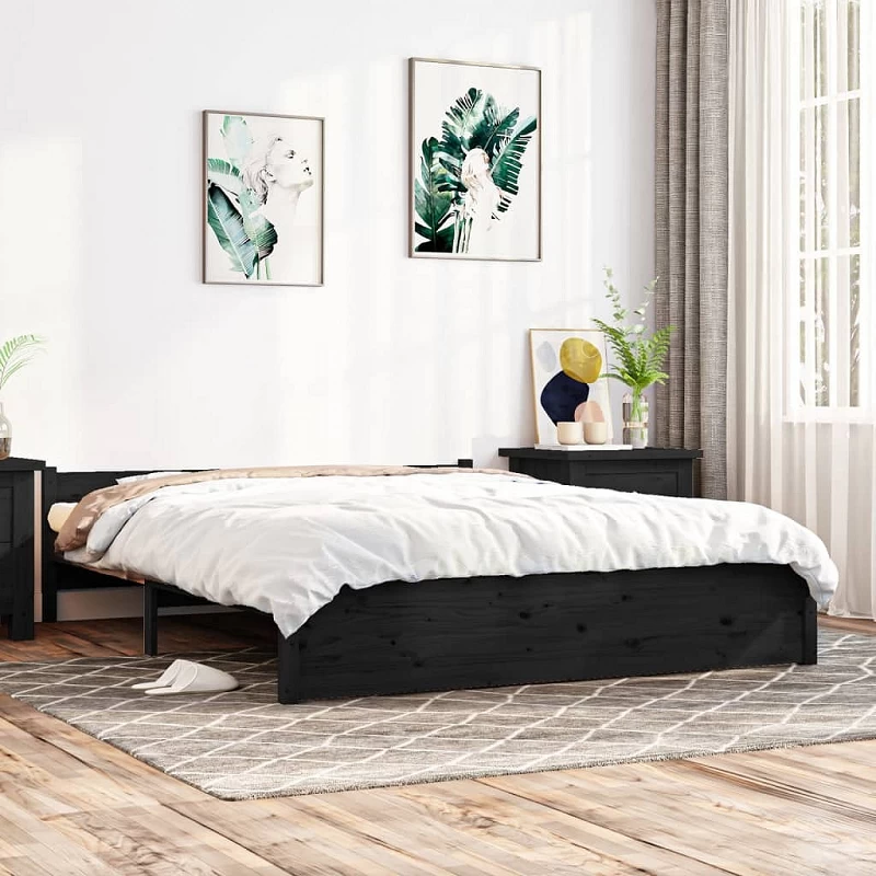 Acquista Giroletto Nero in Legno Massello 140x190 cm con riferimento GHV-815028 della ditta GARDENHOME