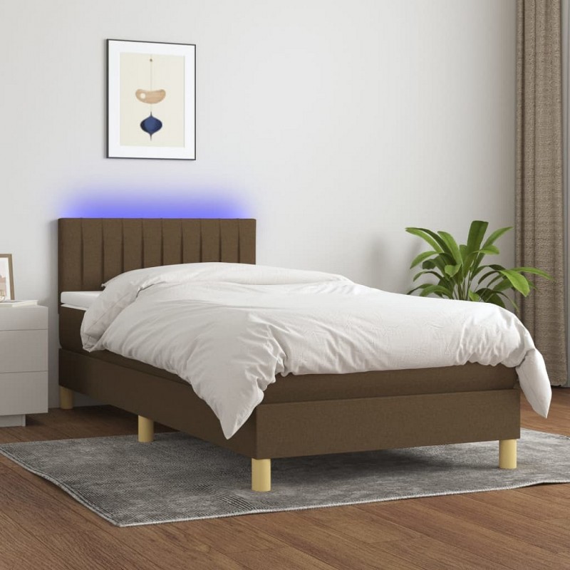 Acquista Letto a Molle Materasso e LED Marrone Scuro 90x200cm in Tessuto con riferimento GHV-3133848 della ditta GARDENHOME