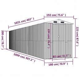 Acquista Capanno Giardino Grigio Chiaro 192x1021x223 cm Acciaio Zincato con riferimento GHV-3147448 della ditta GARDENHOME