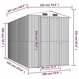 Acquista Capanno da Giardino Grigio Chiaro 192x357x223cm Acciaio Zincato con riferimento GHV-3147440 della ditta GARDENHOME