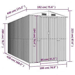 Acquista Capanno da Giardino Grigio Chiaro 192x440x223cm Acciaio Zincato con riferimento GHV-3147441 della ditta GARDENHOME