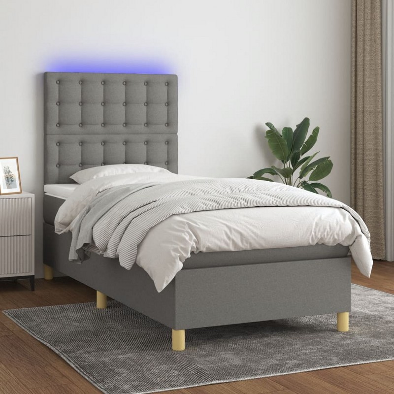 Acquista Letto a Molle Materasso e LED Grigio Scuro 90x190 cm in Tessuto con riferimento GHV-3135718 della ditta GARDENHOME