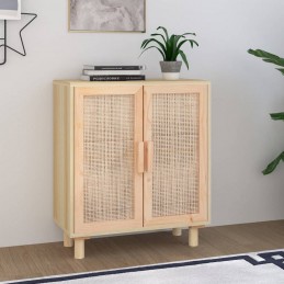 Acquista Credenza Marrone 60x30x70cm Legno Massello Pino Rattan Naturale con riferimento GHV-345632 della ditta GARDENHOME