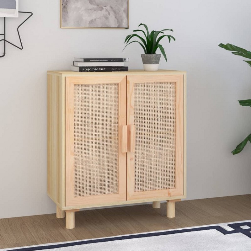 Acquista Credenza Marrone 60x30x70cm Legno Massello Pino Rattan Naturale con riferimento GHV-345632 della ditta GARDENHOME