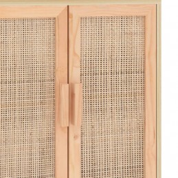 Acquista Credenza Marrone 60x30x70cm Legno Massello Pino Rattan Naturale con riferimento GHV-345632 della ditta GARDENHOME