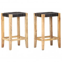 Acquista Sgabelli da Bar 2pz Neri 75cm in Vera Pelle con riferimento GHV-321835 della ditta GARDENHOME
