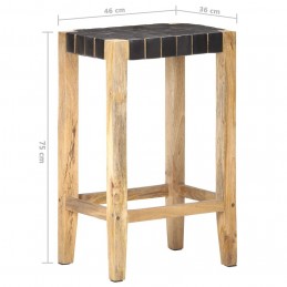 Acquista Sgabelli da Bar 2pz Neri 75cm in Vera Pelle con riferimento GHV-321835 della ditta GARDENHOME