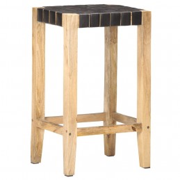 Acquista Sgabelli da Bar 2pz Neri 75cm in Vera Pelle con riferimento GHV-321835 della ditta GARDENHOME