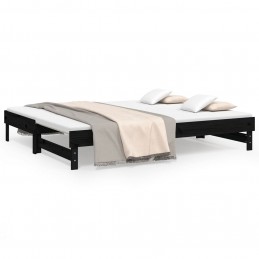 Acquista Dormeuse Estraibile Nera 2x(100x200) cm Legno Massello di Pino con riferimento GHV-823378 della ditta GARDENHOME