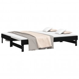 Acquista Dormeuse Estraibile Nera 2x(100x200) cm Legno Massello di Pino con riferimento GHV-823378 della ditta GARDENHOME