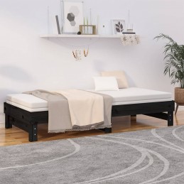 Acquista Dormeuse Estraibile Nera 2x(100x200) cm Legno Massello di Pino con riferimento GHV-823378 della ditta GARDENHOME