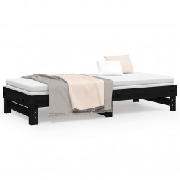 Acquista Dormeuse Estraibile Nera 2x(100x200) cm Legno Massello di Pino con riferimento GHV-823378 della ditta GARDENHOME