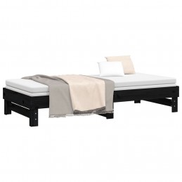 Acquista Dormeuse Estraibile Nera 2x(100x200) cm Legno Massello di Pino con riferimento GHV-823378 della ditta GARDENHOME