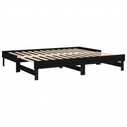 Acquista Dormeuse Estraibile Nera 2x(100x200) cm Legno Massello di Pino con riferimento GHV-823378 della ditta GARDENHOME