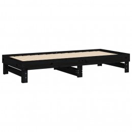 Acquista Dormeuse Estraibile Nera 2x(100x200) cm Legno Massello di Pino con riferimento GHV-823378 della ditta GARDENHOME