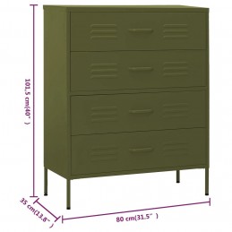 Acquista Cassettiera Verde Oliva 80x35x101,5 cm in Acciaio con riferimento GHV-336198 della ditta GARDENHOME