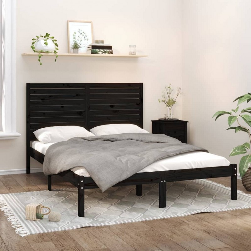 Acquista Giroletto Nero in Legno Massello 150x200 cm 5FT King Size con riferimento GHV-3104617 della ditta GARDENHOME