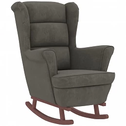 Acquista Poltrona a Dondolo Gambe Legno e Sgabello Grigio Scuro Velluto con riferimento GHV-3121231 della ditta GARDENHOME