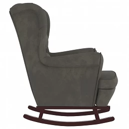 Acquista Poltrona a Dondolo Gambe Legno e Sgabello Grigio Scuro Velluto con riferimento GHV-3121231 della ditta GARDENHOME