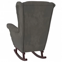 Acquista Poltrona a Dondolo Gambe Legno e Sgabello Grigio Scuro Velluto con riferimento GHV-3121231 della ditta GARDENHOME
