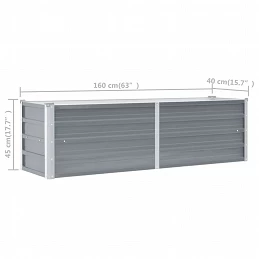 Acquista Letto Rialzato Giardino in Acciaio Zincato 160x40x45 cm Grigio con riferimento GHV-44850 della ditta GARDENHOME