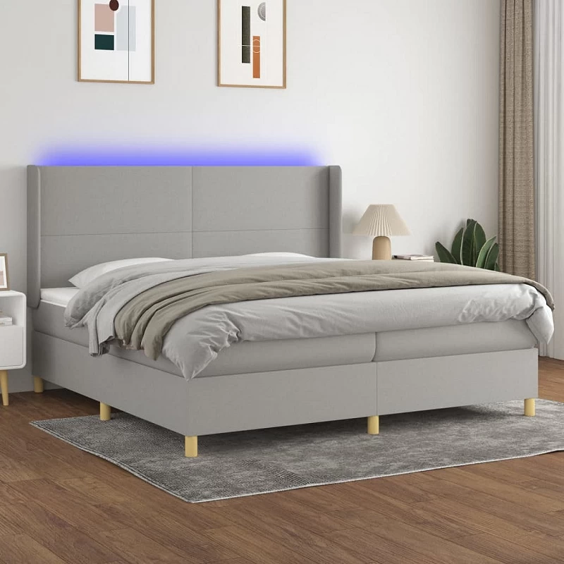 Acquista Letto a Molle Materasso e LED Grigio Chiaro 200x200 cm Tessuto con riferimento GHV-3138741 della ditta GARDENHOME