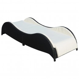 Acquista Lettino Prendisole con Cuscino in Polyrattan Nero con riferimento GHV-41975 della ditta GARDENHOME