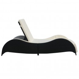 Acquista Lettino Prendisole con Cuscino in Polyrattan Nero con riferimento GHV-41975 della ditta GARDENHOME