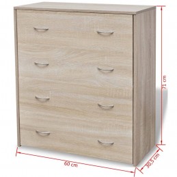 Acquista Credenza con 4 Cassetti 60x30,5x71 cm Colore Rovere con riferimento GHV-242544 della ditta GARDENHOME