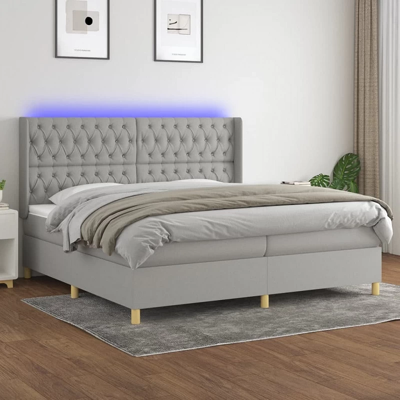 Acquista Letto a Molle Materasso e LED Grigio Chiaro 200x200 cm Tessuto con riferimento GHV-3139141 della ditta GARDENHOME
