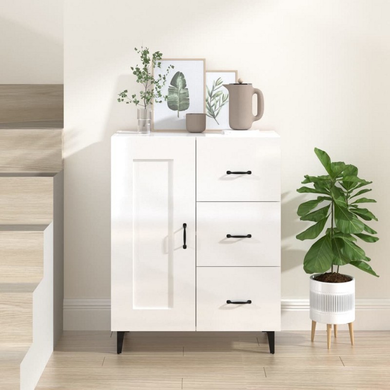 Acquista Credenza 69,5x34x90 cm in Legno Multistrato Bianco Lucido con riferimento GHV-812237 della ditta GARDENHOME