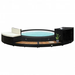 Acquista Bordo Spa Nero in Polyrattan e Legno d'Acacia con riferimento GHV-310092 della ditta GARDENHOME