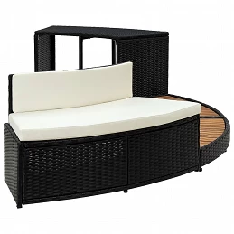 Acquista Bordo Spa Nero in Polyrattan e Legno d'Acacia con riferimento GHV-310092 della ditta GARDENHOME