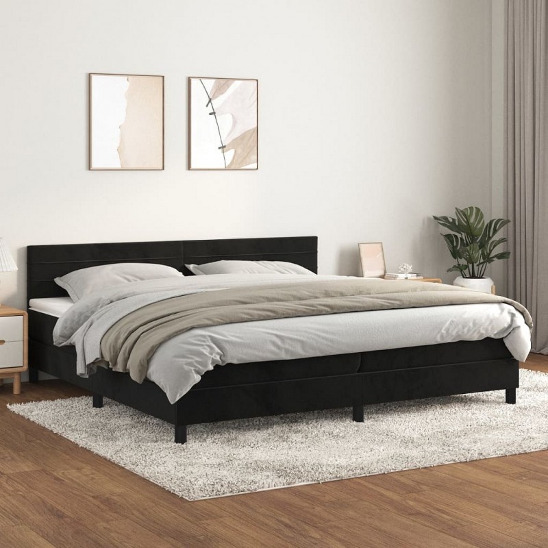 Acquista Giroletto a Molle con Materasso Nero 200x200 cm in Velluto con riferimento GHV-3141385 della ditta GARDENHOME