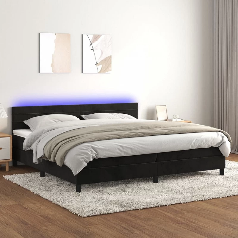 Acquista Letto a Molle con Materasso e LED Nero 200x200 cm in Velluto con riferimento GHV-3134485 della ditta GARDENHOME