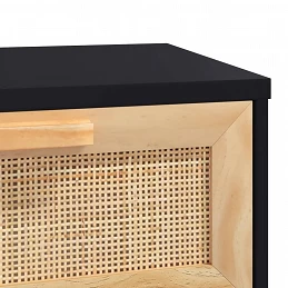 Acquista Tavolo Consolle Nero 80x30x75cm Massello Pino e Rattan Naturale con riferimento GHV-345625 della ditta GARDENHOME