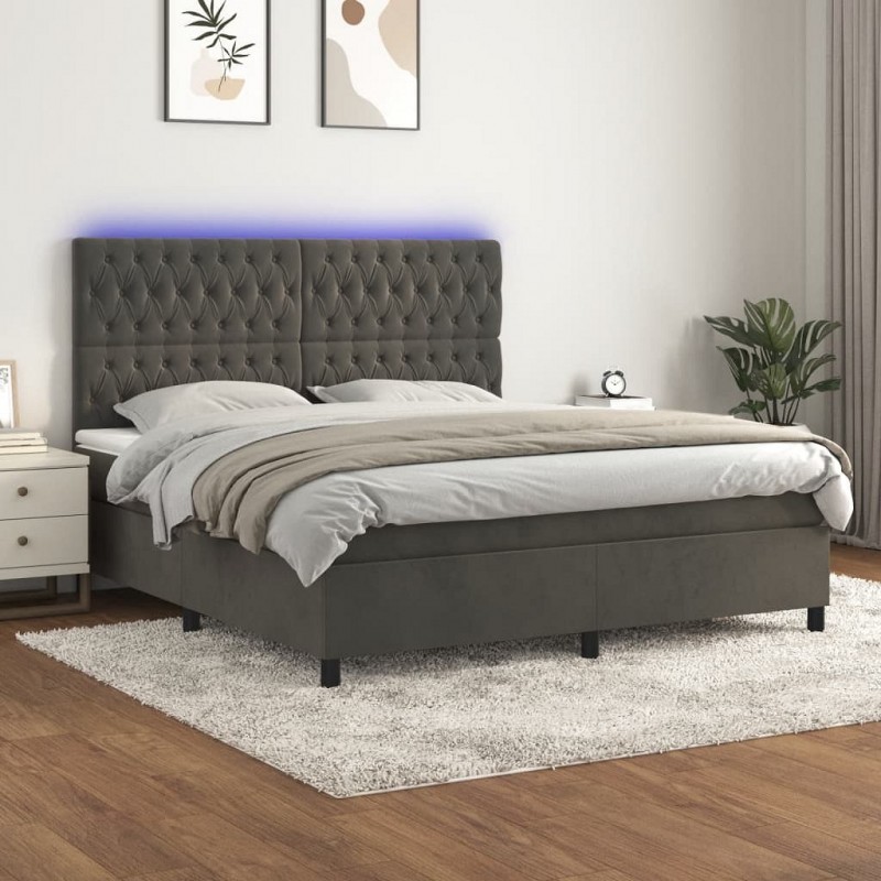 Acquista Letto a Molle con Materasso e LED Grigio Scuro 180x200 cm con riferimento GHV-3136318 della ditta GARDENHOME