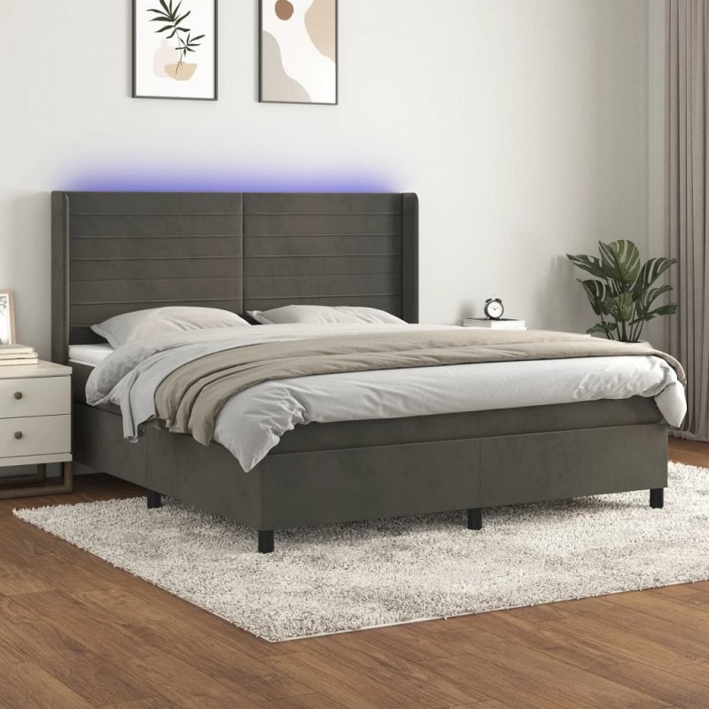 Acquista Letto a Molle con Materasso e LED Grigio Scuro 180x200 cm con riferimento GHV-3139638 della ditta GARDENHOME